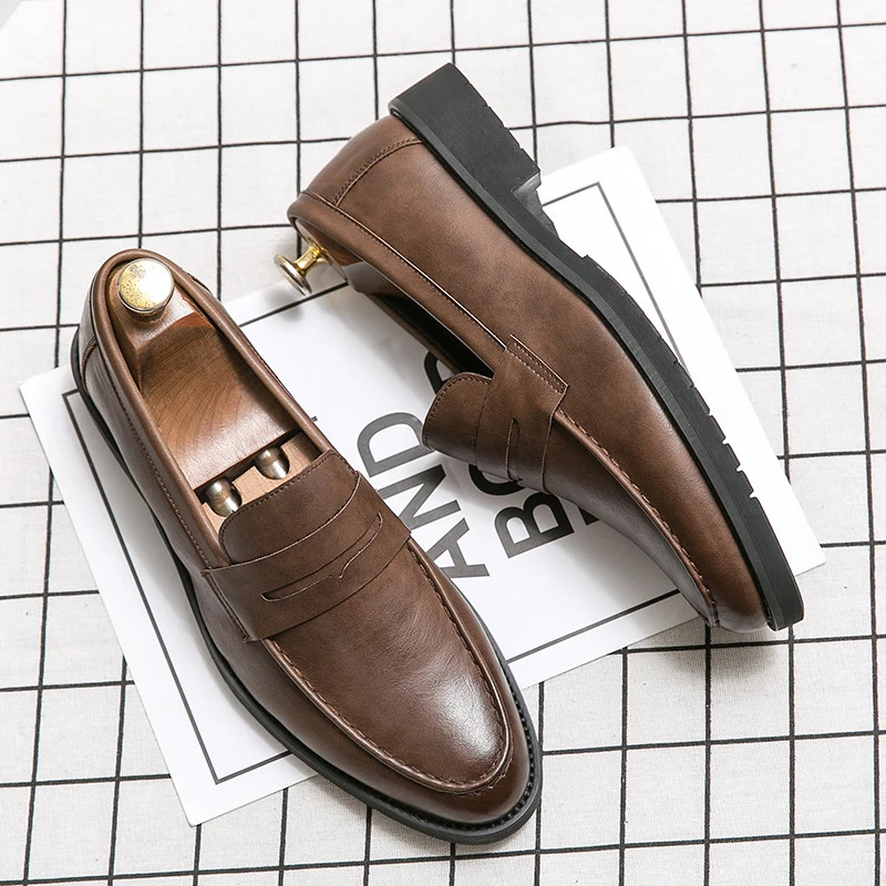 Spring Autumn Selling Mens Loafers Brown Elegant Business Casual Shoes Anti Slip Formal Leather Shoes for Mens 240701