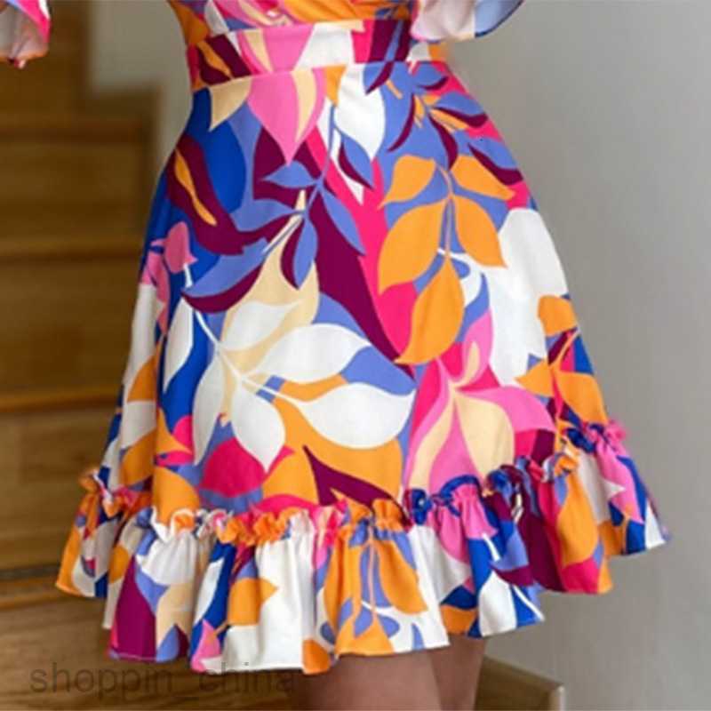 Basic Casual Dresses for Woman Dopamine Wearing Summer New Women's Fashion Elegant Ruffled Dress with Elegant and Stylish Printing
