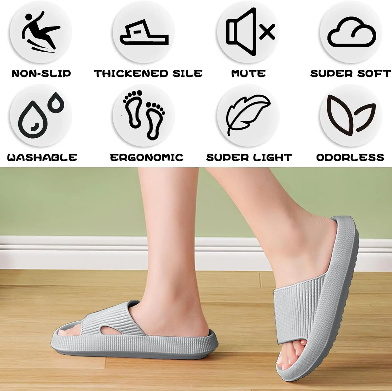 Sliders Cloud Slippers Women MenNon-Slip Mens Womens Slippers Cloud Sliders Soft Flip Flops with Thick Sole for Shower Bathroom 240701
