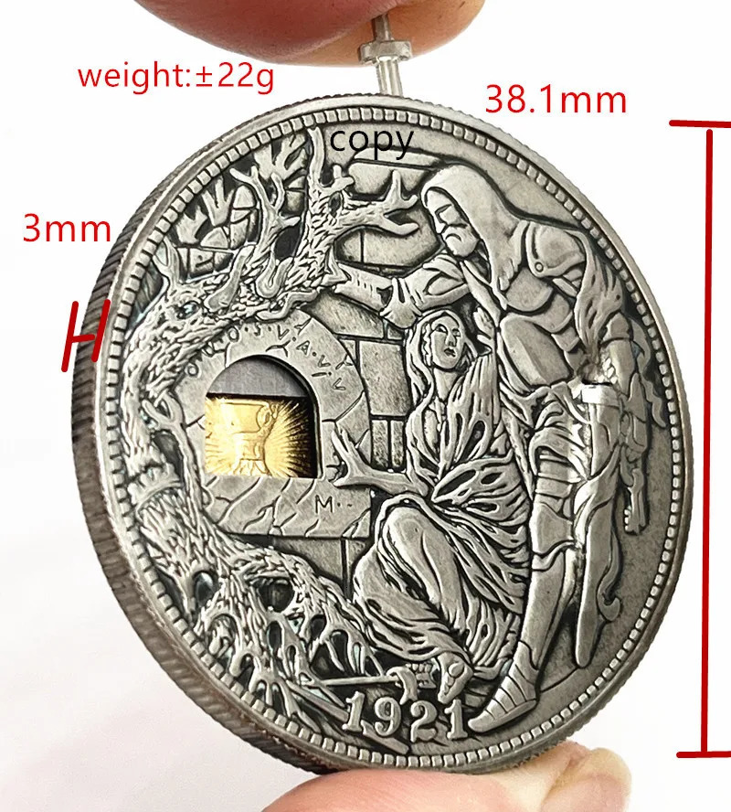 Movable Mechanism Holy Grail Coin Hobo Nickel Morgan Dollar Roman Booteen Wandering Removeable Sword Magic Coin 240624
