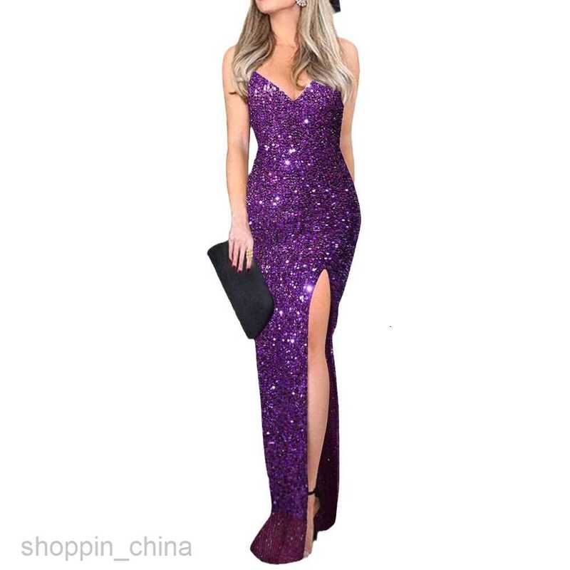 Casual Dresses for Woman Summer New Women's High Waist Sexy Fashion Dress with Strap Sequin Split Dress