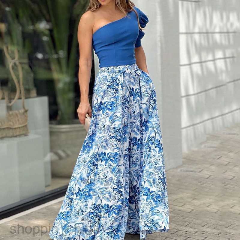 Women's Two Piece Sets Pants Summer New Women's Fashion Commuting Two Piece Set with Printed Fashion Casual Set