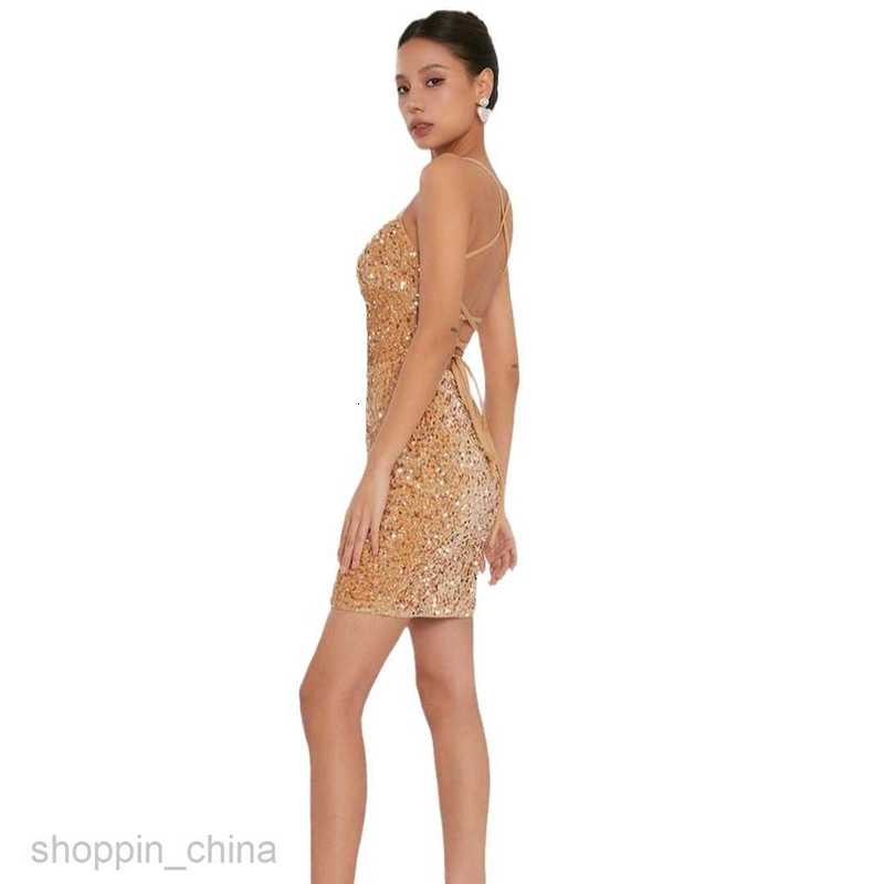 Basic Casual Dresses Women Spring Skirt Women's Dress Desire for Wind Sequin Suspended Skirt Tight Backless Short Skirt Wrapped Hip Skirt