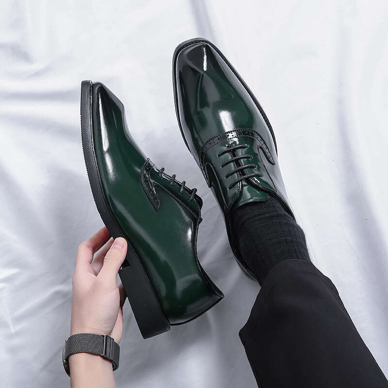 Mens Patent Men's Pointed Oxford Wedding Leather Dress Green Gentleman Office Man Shoes