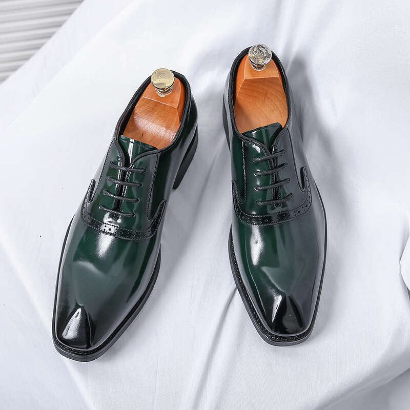 Mens Patent Men's Pointed Oxford Wedding Leather Dress Green Gentleman Office Man Shoes