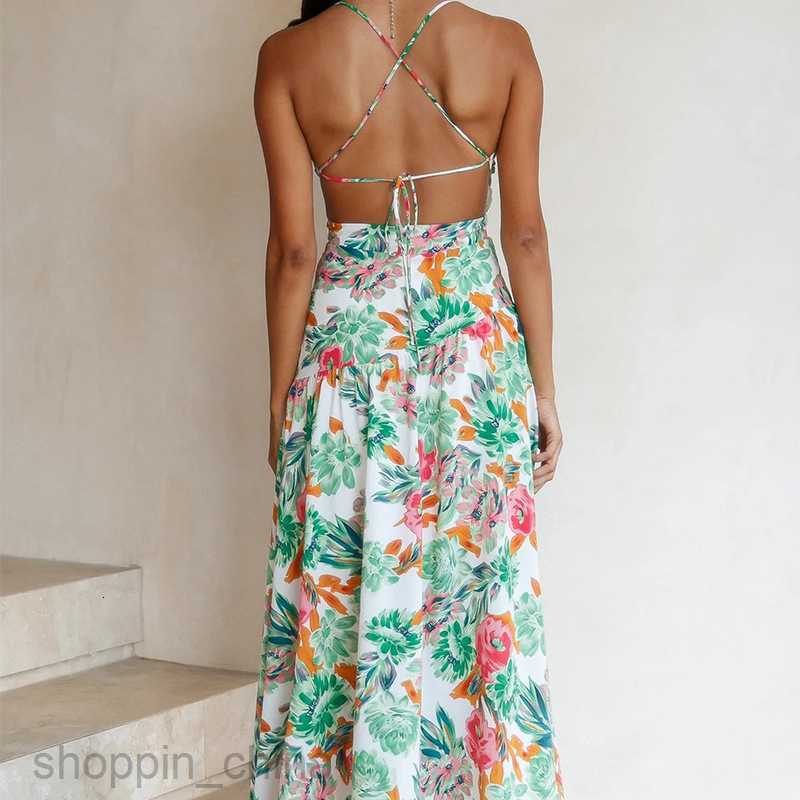 Basic Casual Dresses for Woman Summer New Women's Fashion Elegance and Fashionable Slant Shoulder Waist Fragmented Flower Hanging Strap Dress