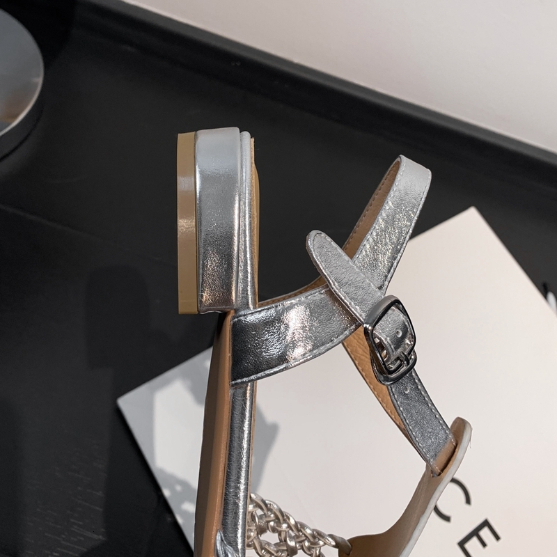 Women's New Summer Square Head Genuine Leather Cowhide Woven Hollow Out Comfortable And Breathable Low Heel Toe Muller Sandals