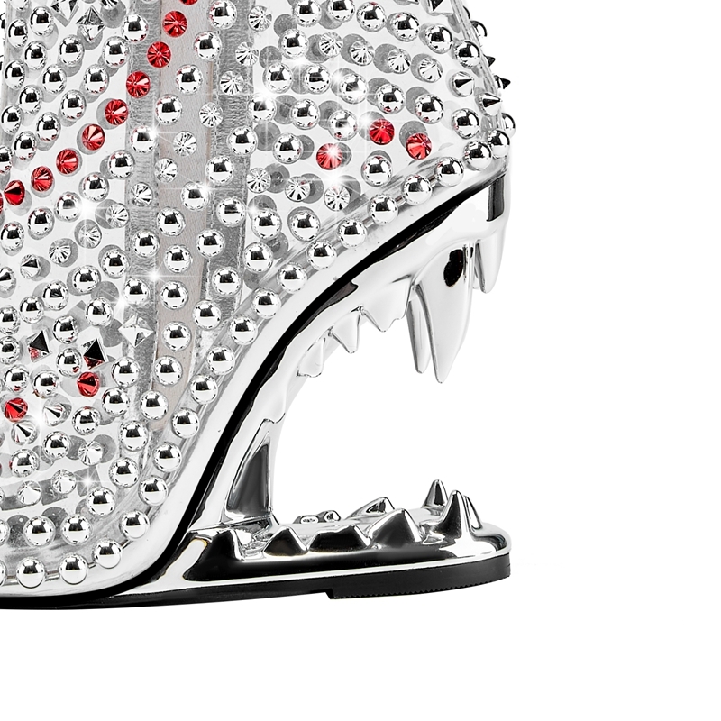 Kaky's New Water Diamond Transparent Pointed Shaped High Heel Women's Short Boots Large