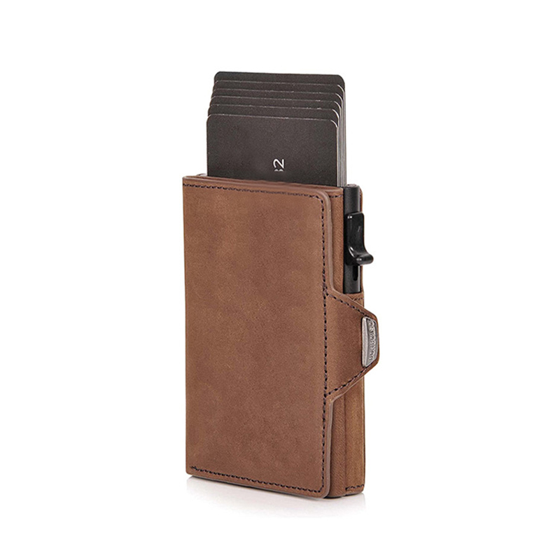Fashion Aluminum Credit Card Wallet RFID Blocking Trifold Smart Luxury Leather Men Wallets Slim with Coin Pocket Vallet Holders