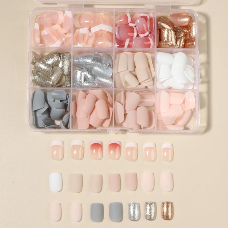 False Nails 288pcs Short Square Nail 12-color Fake Set Press Type Acrylic For Women And Girls Daily Wear