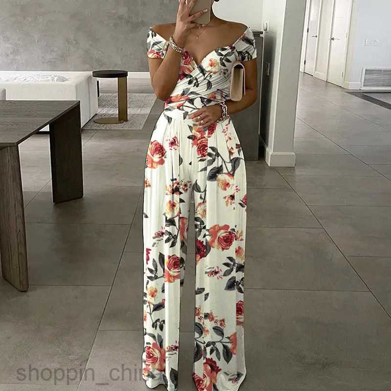 Women's Two Piece Sets Pants Summer Women's Fashion, Elegance, Trendy Commuter Print Wide Leg jumpsuit