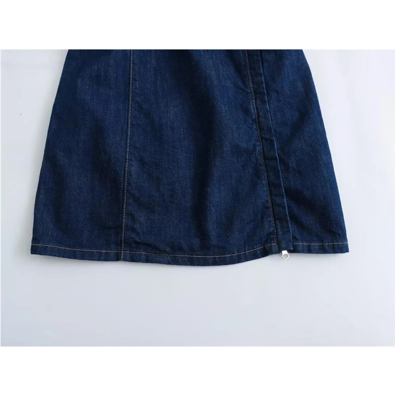 Denim Dresses Summer Womens Fashion Simple Slim O-neck Mini Womens Dress Denim Street Elegant Student Youth Dress 240701