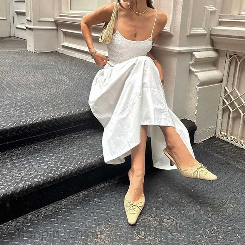 Basic Casual Dresses for Woman Summer New Women's Solid Color Elegant Elastic Strap Sexy Sleeveless Open Back Long Dress