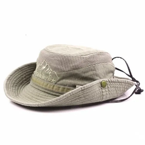 Mens Cap Summer Mesh Breathable Retro 100% Cotton Bucket Hat Panama Jungle Fishing Hats Novelty Dads Beach Cap Bucket Hat 240626