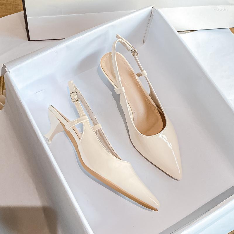 Sandals French High-end Women's Summer Online Super Pointed Small Heels Low Heel Stiletto