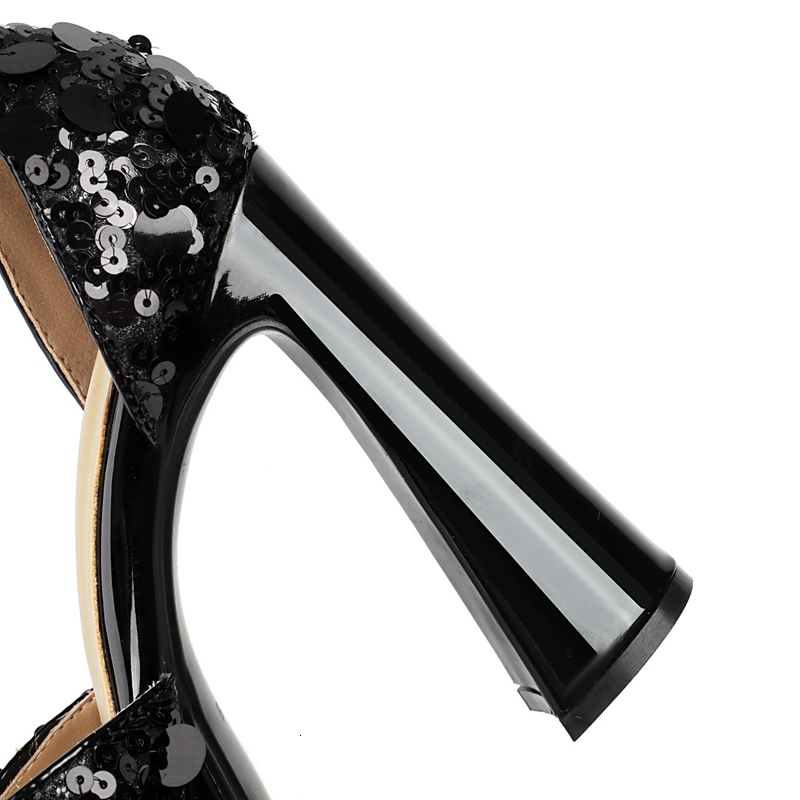 Women's New Summer Pointed Nightclub Leather Sequin Elastic Waterproof Platform Bag With Large High Heels And Toe Sandals