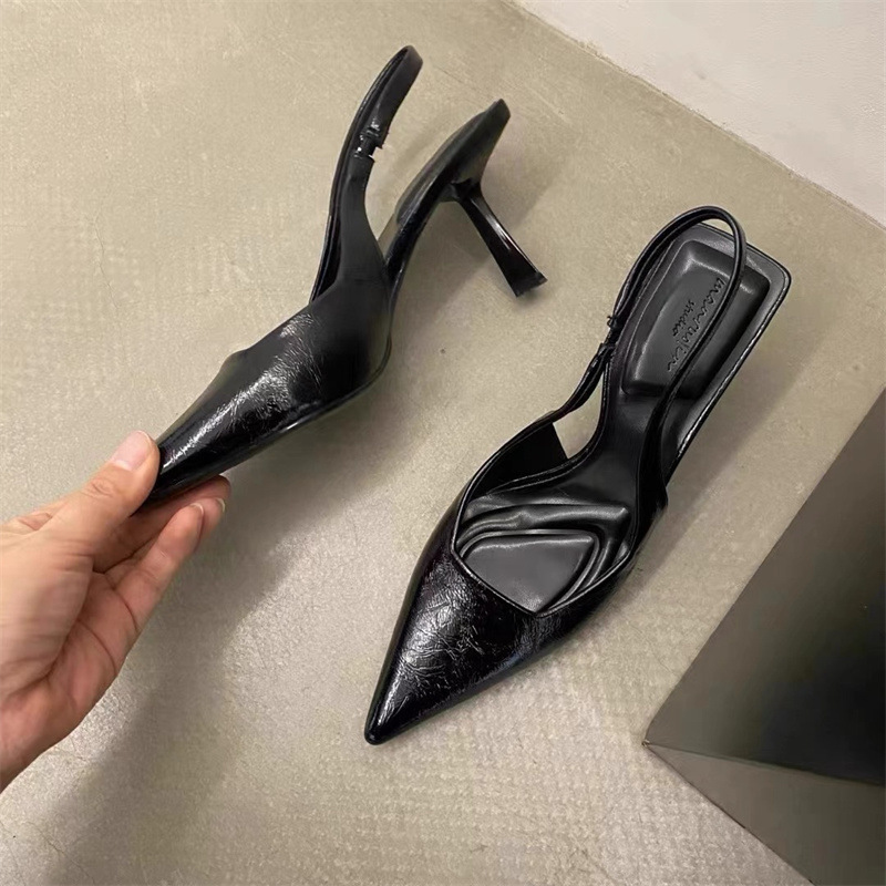 Sexy royal sister leopard print pointed-toe high heels women's 2024 summer new French temperament stiletto heel toe sandals Sliver