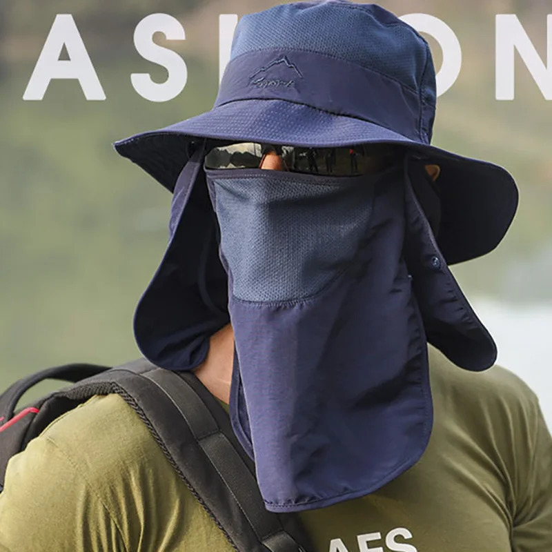 Sun Hat Uv Fishing Wide Brim Mesh Breathable Face Neck Cover Bucket Hats Summer Hiking Beach Bonnet for Fisherman Women Men 240626