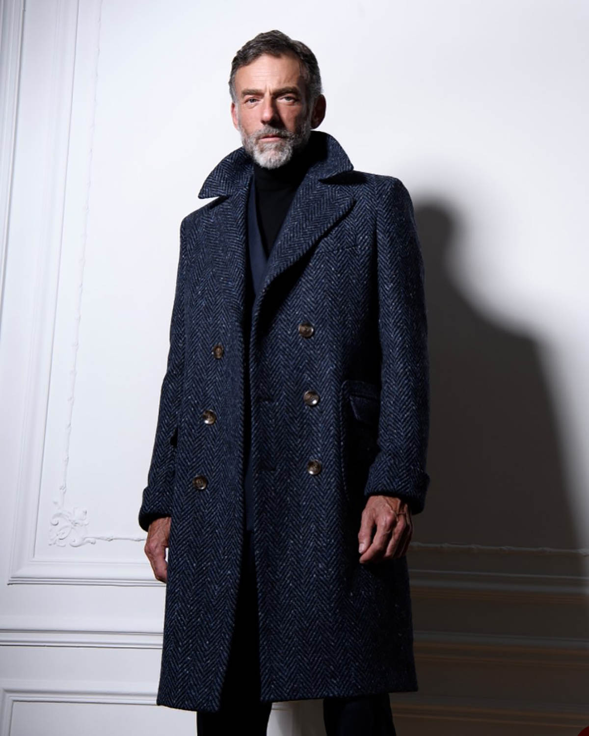 Men's Trench Coats Long Warm Wool Blends-Overcoat For Men Notched Lapel Solid Color Autumn Winter Double Breasted Tailored Tops Clothing Only One