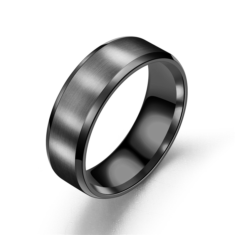 8MM Stainless Steel Ring for Men Gold Black Band Finger Ring Titanium Steel Fashion Jewelry Rings Wholesale Factory Price Promotion Gift