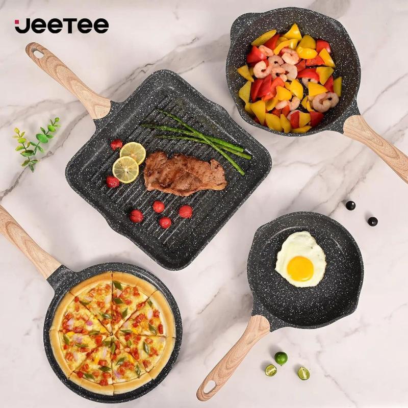Cookware Sets Pots And Pans Set Nonstick 23pcs Healthy Kitchen Induction Cooking W/Gray Granite Stone Frying