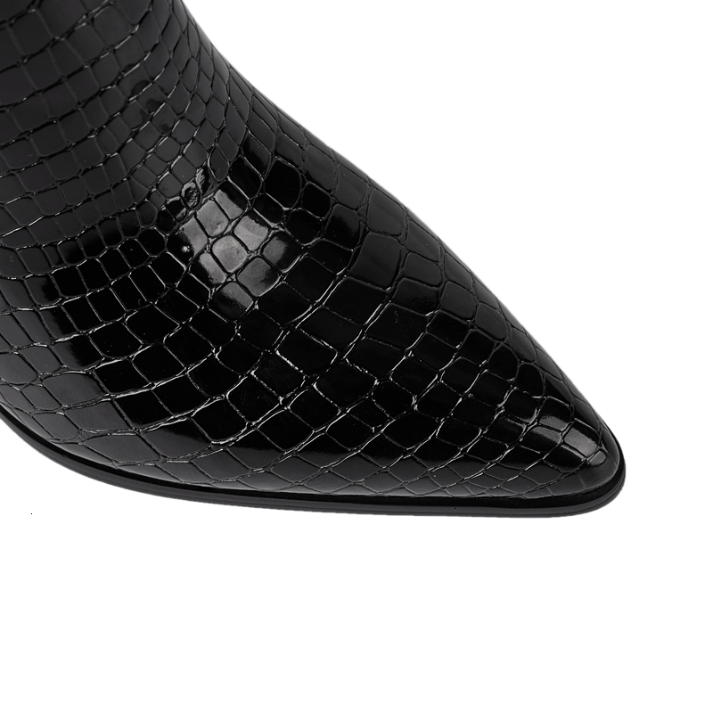 Women's New Sexy European And American Pointed Snake Patterned Plaid Heel Large Knee High Western Boots