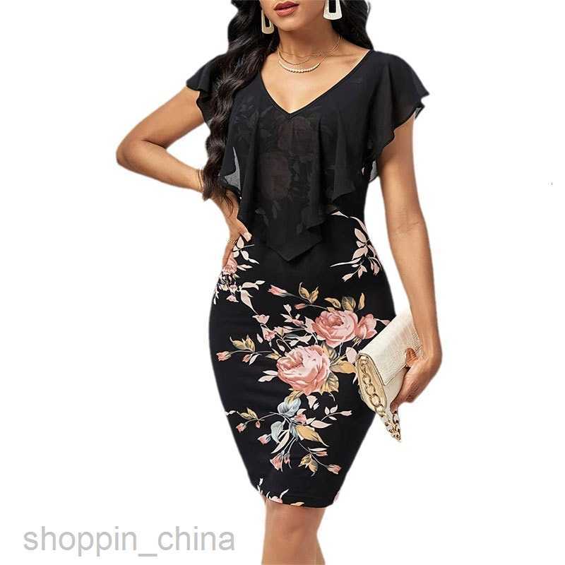 Basic Casual Dresses for Woman Mesh patchwork V-neck sleeveless dress with a slim fit and sexy buttocks wrapped skirt for women's clothing