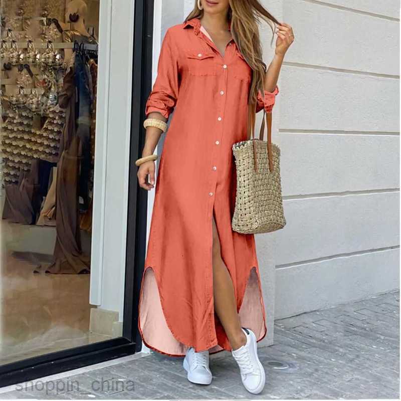 Basic Casual Dresses Women Women's New Spring/Summer Fashion Sexy Printed Shirt Long Dress Women's Dress