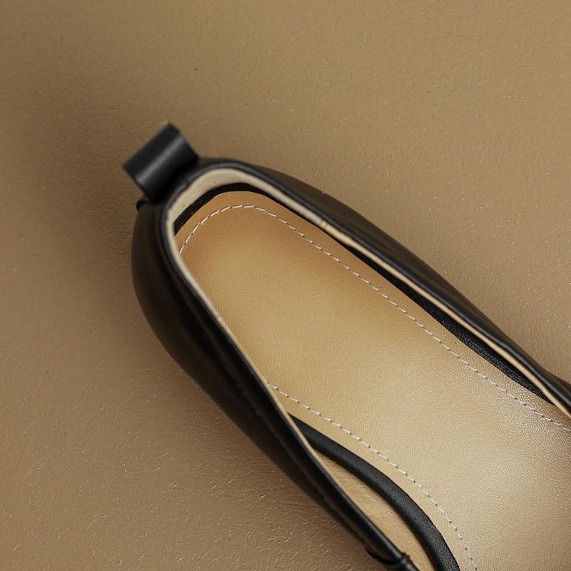 Women's New Spring And Autumn Square Head Genuine Leather Cowhide Comfortable Low Heel Elastic Large Oxford Single Shoes