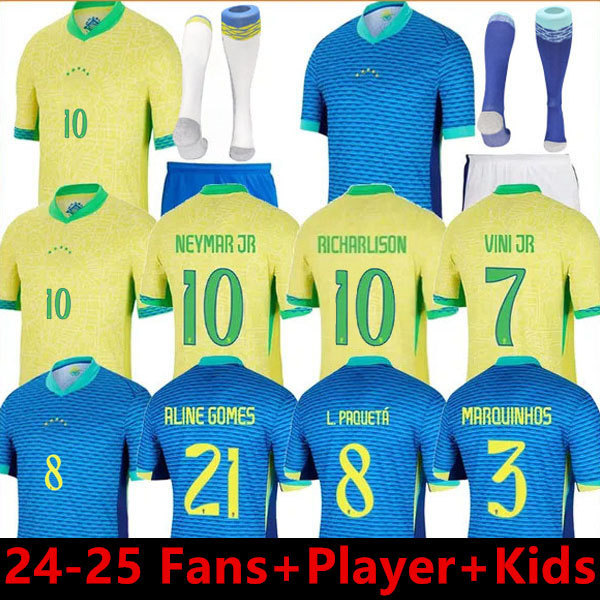 BRAZILS soccer jerseys 2024 Copa America Cup NEYMAR JR Camiseta de futbol PAQUETA RAPHINHA football shirt maillot RODRYGO VINI JR brasil RICHARLISON MEN KIDS WOMAN
