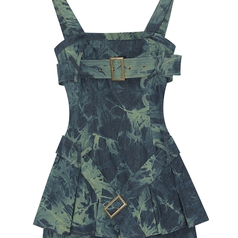 Summer Dark Academia Vintage Coquette Gothic Mini Denim Dress Women 2000s Aesthetic Gyaru Y2k Frocks Evening Party One-Piece 240629