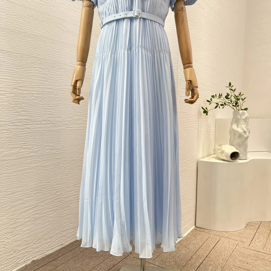Elegant Womens Dresses Short Sleeve Bow Ruched Girdle A-LINE Dress Spring Summer Midi Dress 240701