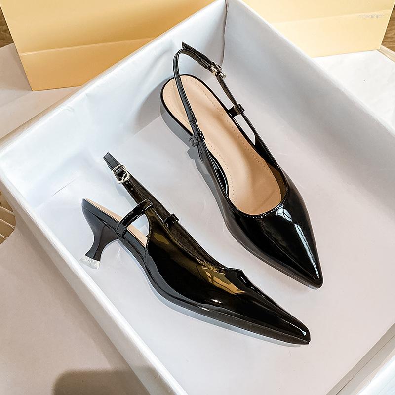 Sandals French High-end Women's Summer Online Super Pointed Small Heels Low Heel Stiletto