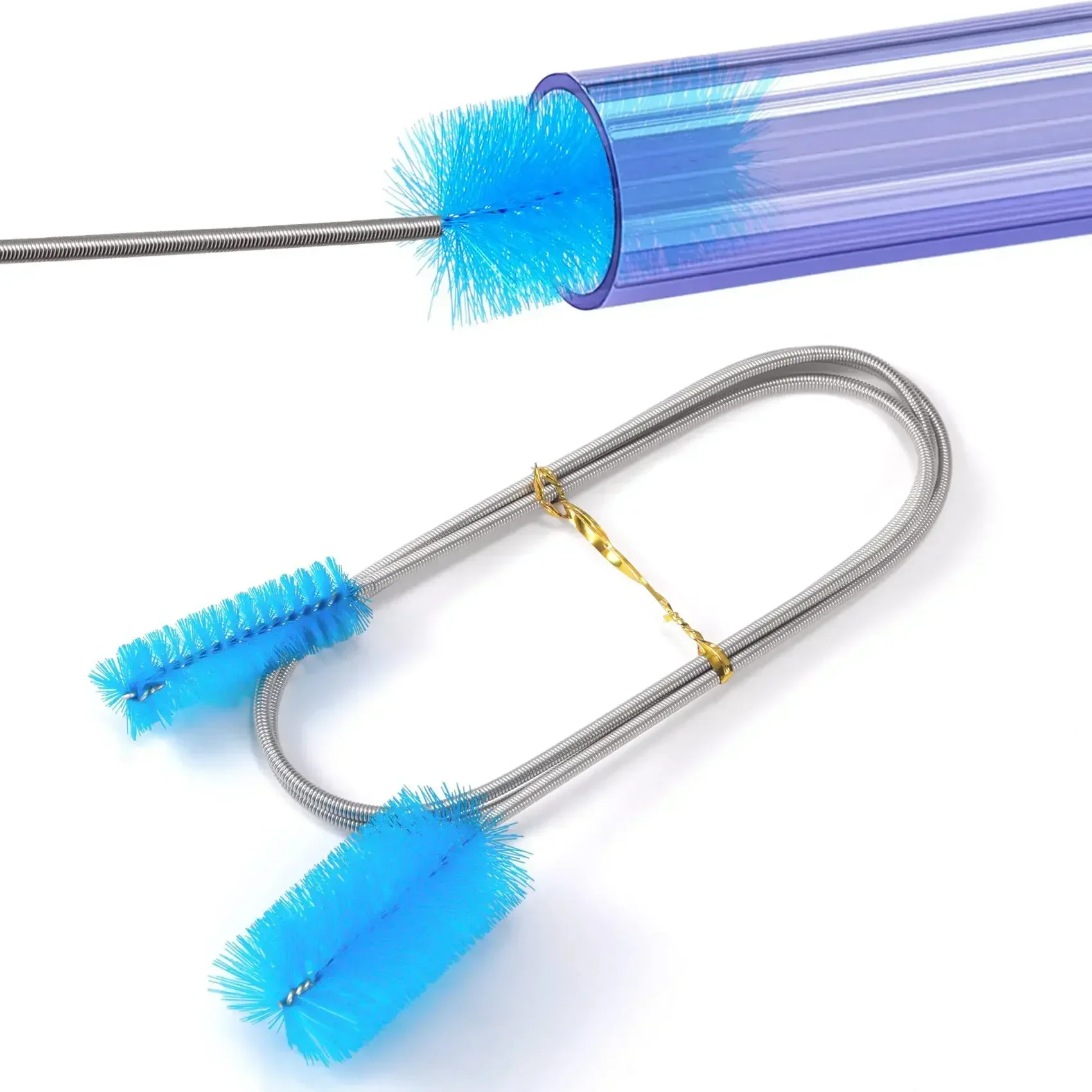 90cm Aquarium Cleaning Tools Flexible Stainless Steel Tube Nylon Brush Fish Tank Accessories For Cleaning Pipe Hoses Aquariums