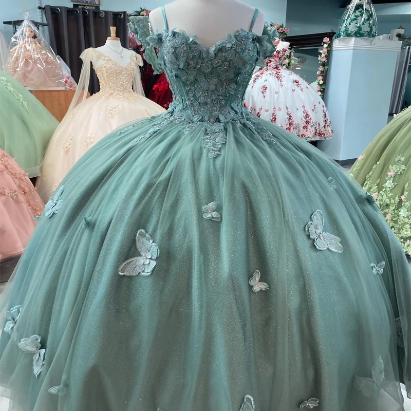 Gorgeous Quinceanera Dresses for 15 Year Ball Gown Sexy Sweetheart Neck Off the Shoulder Lace Bow Beads Tull Long Party Dress