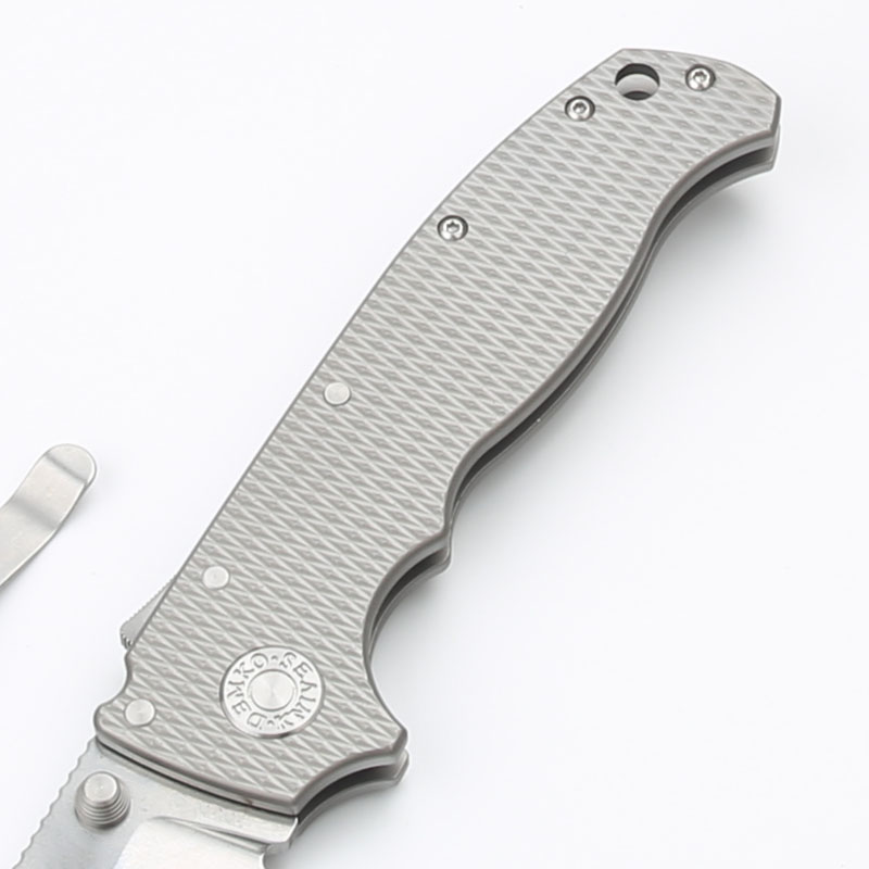 High End AD20 Folding Knife D2 Stone Wash Blade CNC TC4 Titanium Alloy Handle Ball Bearing Outdoor Camping Hiking EDC Pocket Knives With Retail Box