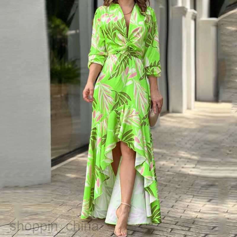 Basic Casual Dresses for Woman Trendy Women's Wear Fashion Print Lace up Elegant Split Dress