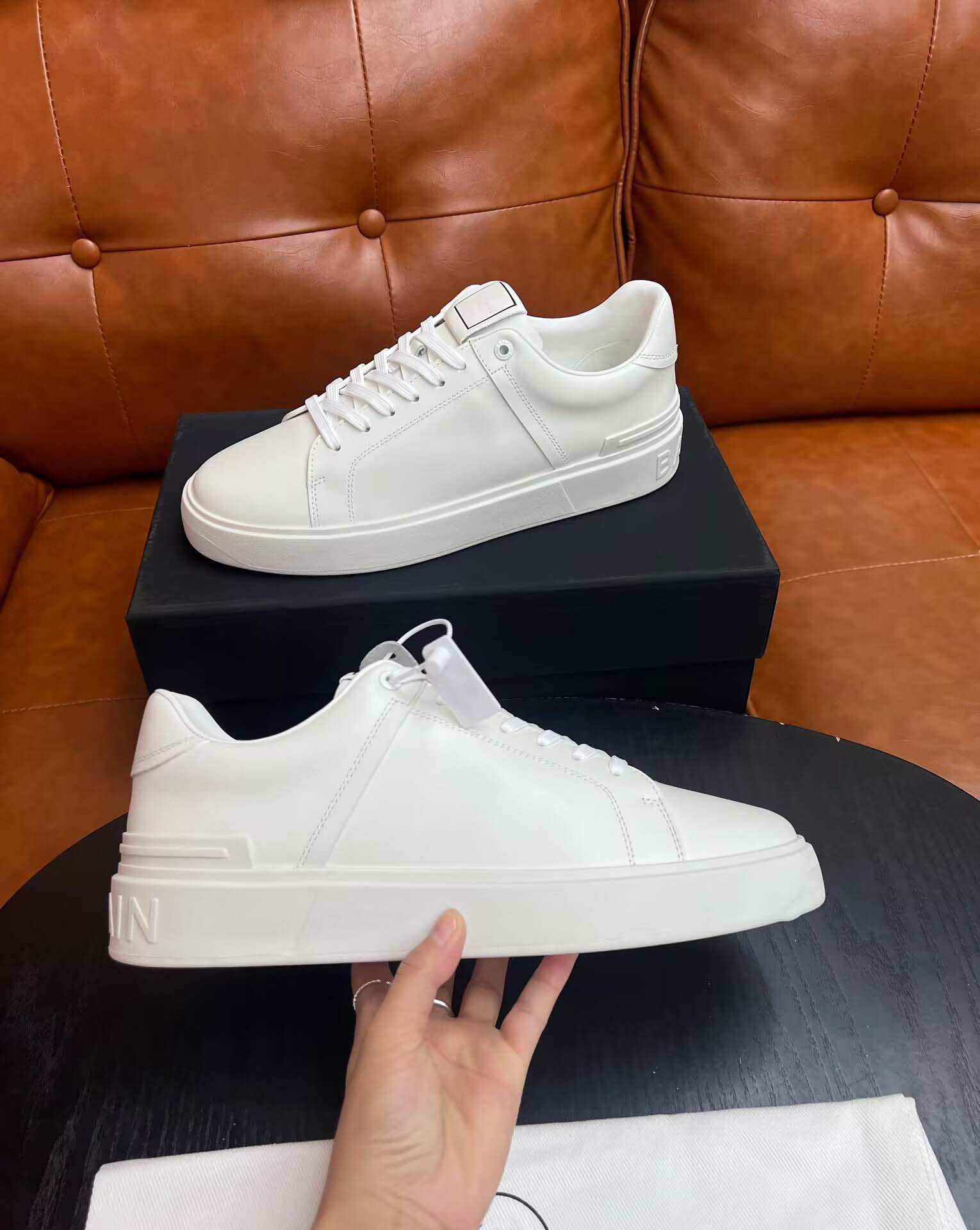 Luxury Men's casual shoes B-skate leather Mens black calf Leather B-Court Sneakers sports low top shoes lace up trainers platform flats 38-45EU Pop Man