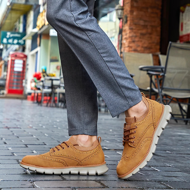 STRONGSHEN Handmade Men Wingtip Oxford Shoes Leather Casual Fashion Brogue Dress Shoes Business Formal Shoes Men Mesh Loafers 240701