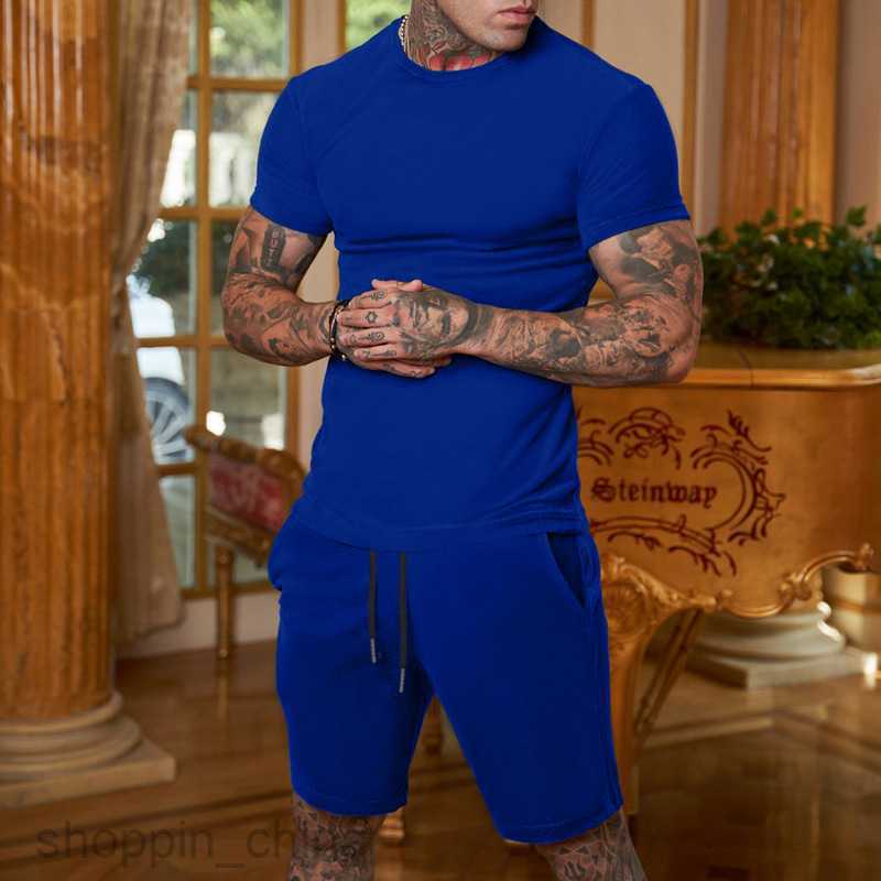 Men sport Tracksuits Fashion sportswear New Solid Short sleeved Shorts Sports Set Summer Men's Set Printable Logo
