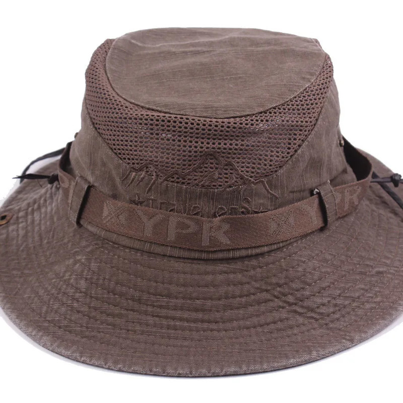 Mens Cap Summer Mesh Breathable Retro 100% Cotton Bucket Hat Panama Jungle Fishing Hats Novelty Dads Beach Cap Bucket Hat 240626