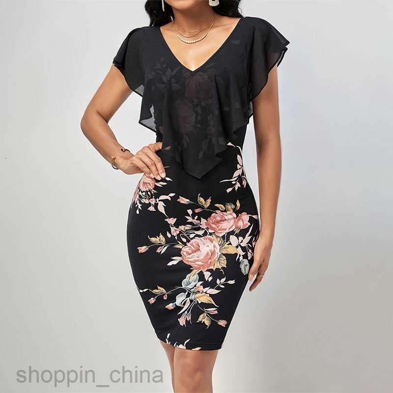 Basic Casual Dresses for Woman Mesh patchwork V-neck sleeveless dress with a slim fit and sexy buttocks wrapped skirt for women's clothing