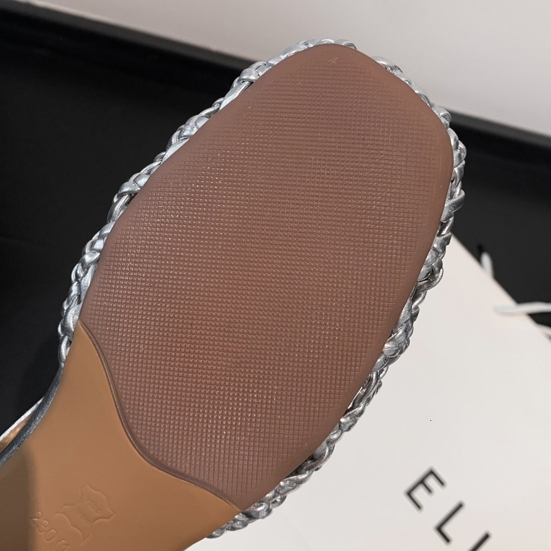 Women's New Summer Square Head Genuine Leather Cowhide Woven Hollow Out Comfortable And Breathable Low Heel Toe Muller Sandals