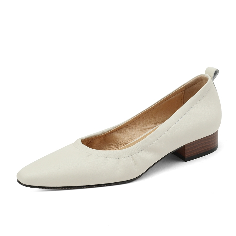 Women's New Spring And Autumn Square Head Genuine Leather Cowhide Comfortable Low Heel Elastic Large Oxford Single Shoes