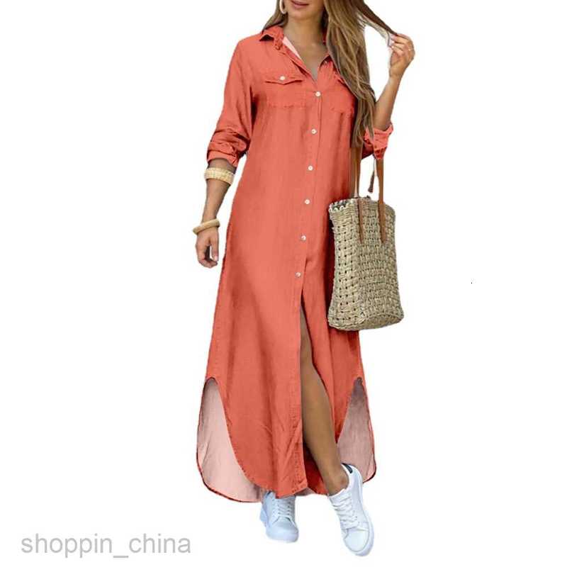 Basic Casual Dresses Women Women's New Spring/Summer Fashion Sexy Printed Shirt Long Dress Women's Dress