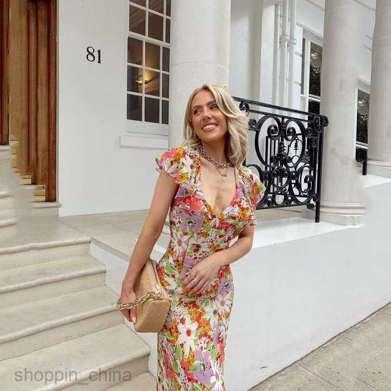 Basic Casual Dresses Women New Spring/Summer Women's Dress Elegance Commuting Print Back Sexy Fragmented Flower Skirt