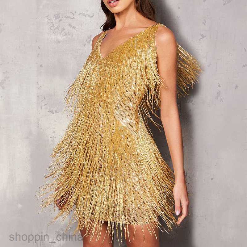 Basic Casual Dresses Women New New Tassel Sequin Sleeveless Dress Evening Dress