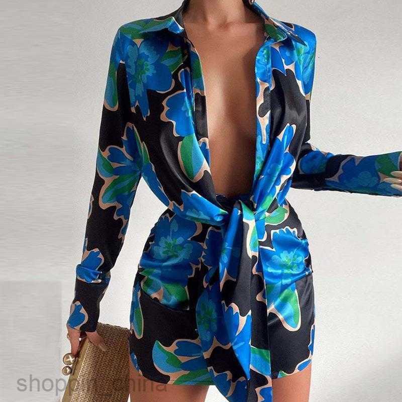 Basic Casual Dresses for Woman New Women's Style Sexy V-neck Long sleeved Lace up Short Dress