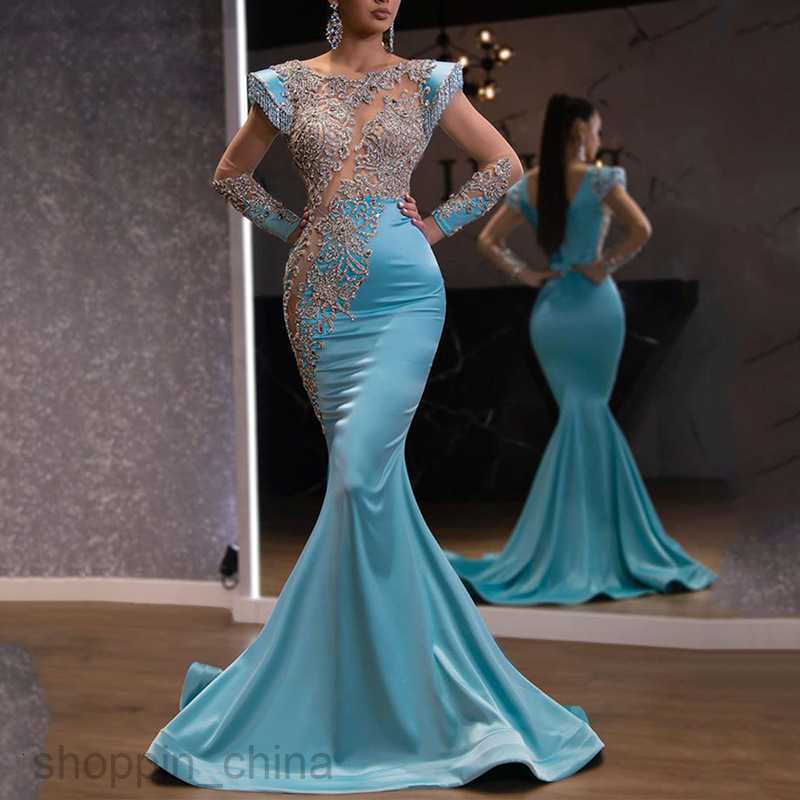Casual Dresses for Woman New Daily Blue Fishtail Dress Banquet President's Sand Gold Series Slimming Elegance Annual Meeting Evening Dress for Wo