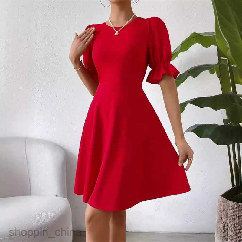 Basic Casual Dresses for Woman Square necked bubble sleeve ruffle edge short dress for women's spring and autumn haute couture A-line skirt short